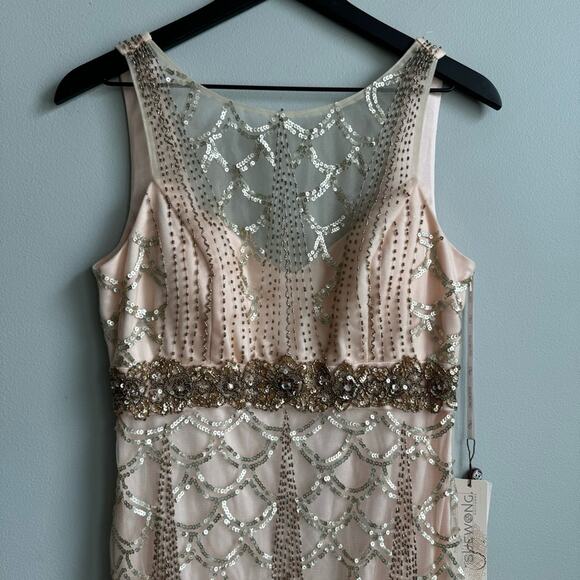 NEW Sue Wong Nocturne Gatsby Beaded Sleeveless Cocktail Mini Dress Size 8 - Picture 3 of 15